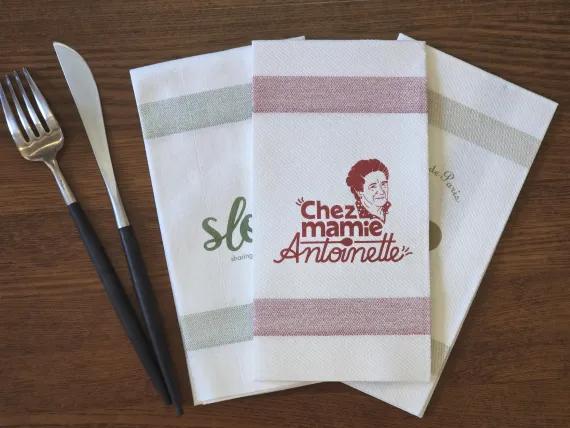 Serviettes Personnalisables à lanières – Déco bistro et choix des couleurs pour Restaurants