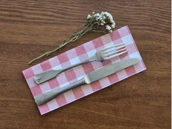 Serviette jetable Vichy Bordeaux – Élégance et effet set de table